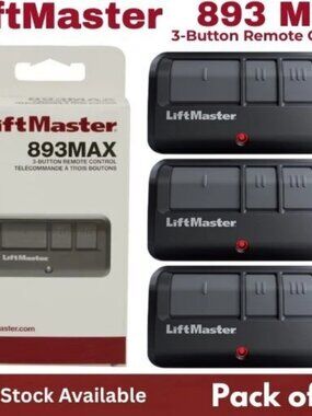 LiftMaster 893Max Remote Control - Black Pack of 3